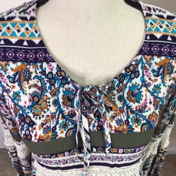 Mossimo BOHO Flounce Sleeve Floral Top Small NEW - Picture 8 of 13